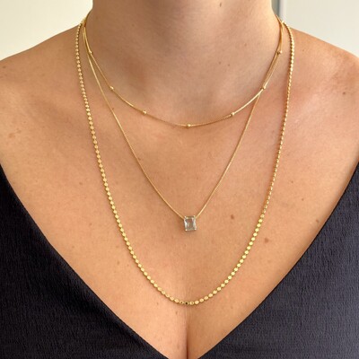 FotoColar Focus retângulo zircônia água marinha ouro