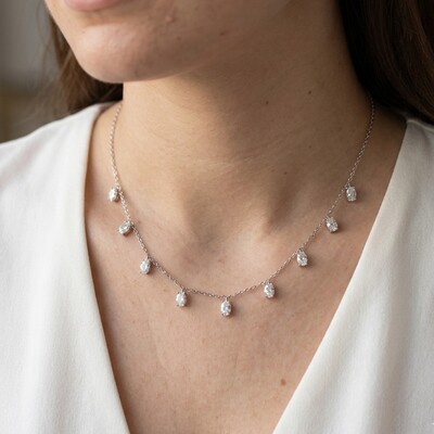 FotoColar Betty ovais zircônias brancas prata 925