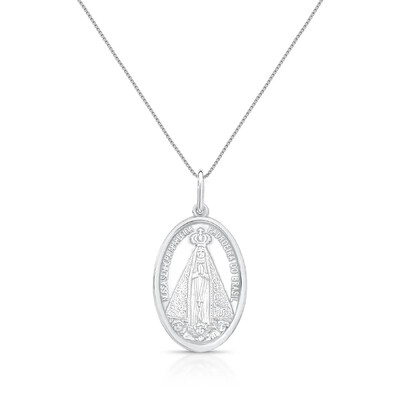 Foto Colar medalha Nossa Senhora Aparecida prata 925