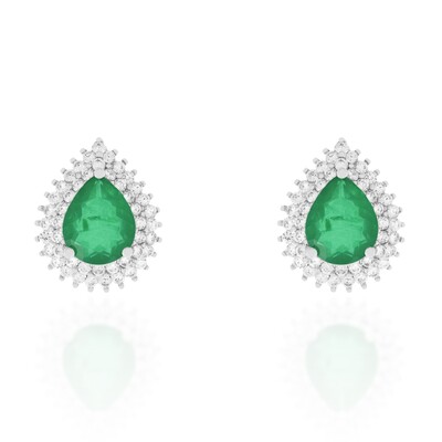Foto Brinco gota Lauren esmeralda fusion ródio branco