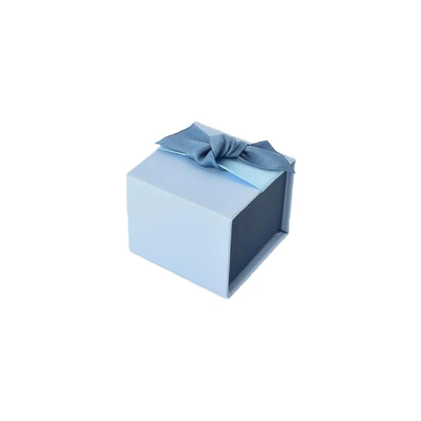 Caixinha de anel para presente em papel e veludo (azul)