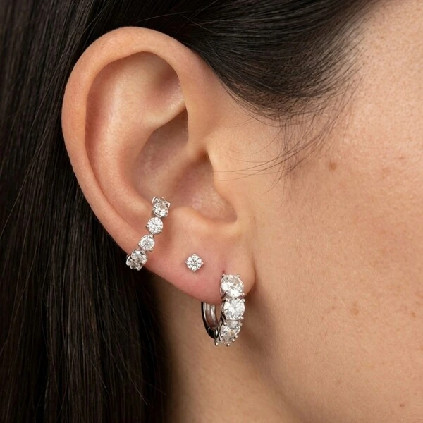 Brinco argola Moissanite 0.5ct prata 925