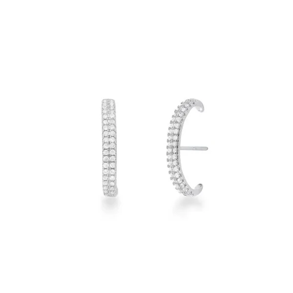 Brinco ear hook Arc zircônias brancas prata 925