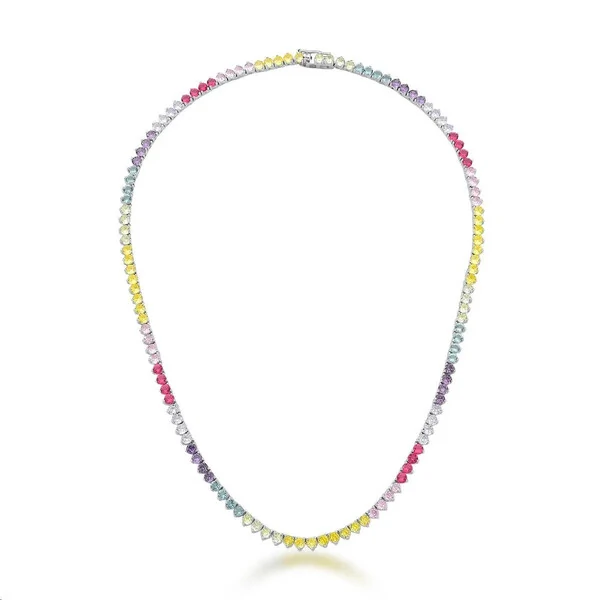 Colar classic riviera zircônias coloridas ródio branco