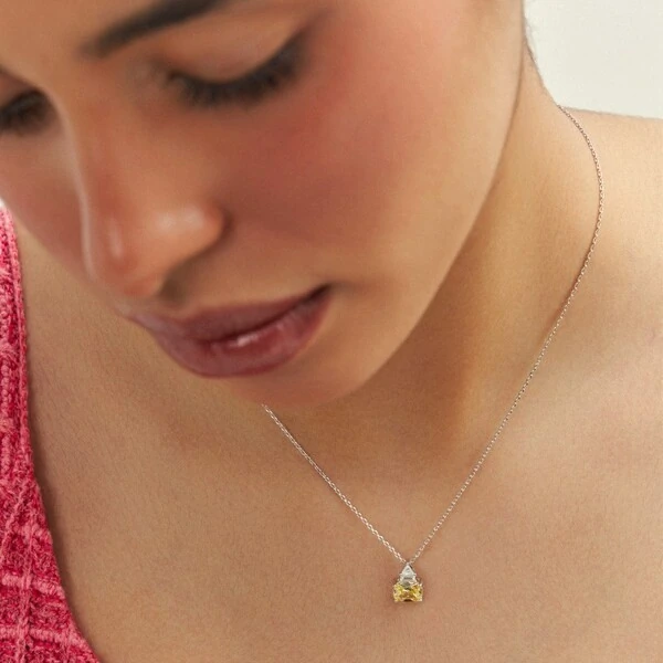 Colar Tróia zircônia fancy yellow ródio branco