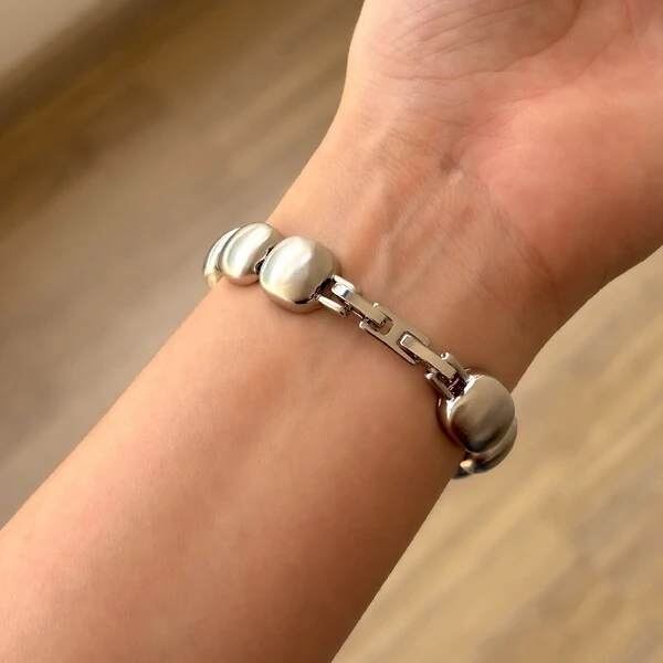Pulseira bracelete Milano acetinado ródio branco