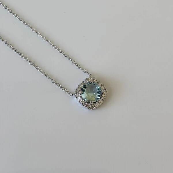 Colar Lella zircônia água marinha prata 925