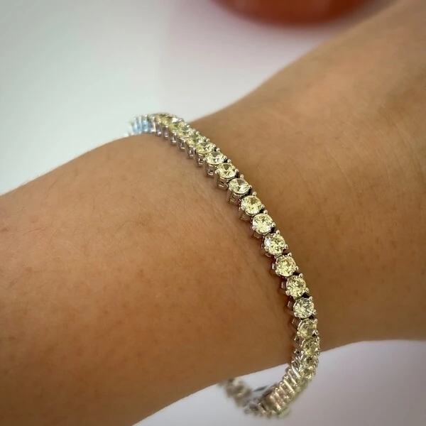 Pulseira classic riviera zircônias fancy yellow ródio branco