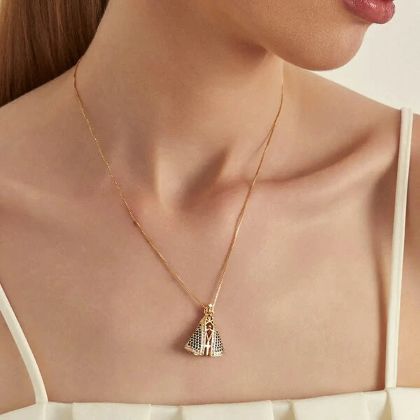 Colar com pingente dupla face Nossa Senhora Aparecida ouro