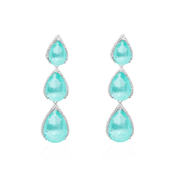 Brinco Malibu esmeralda colombiana fusion ródio branco