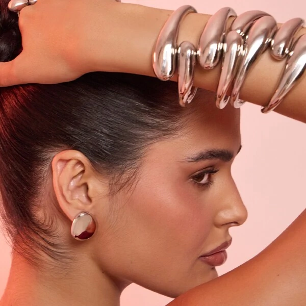 Pulseira bracelete Florence liso ródio branco