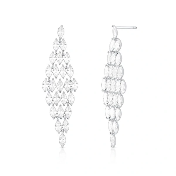 Brinco Fall zircônias brancas ródio branco