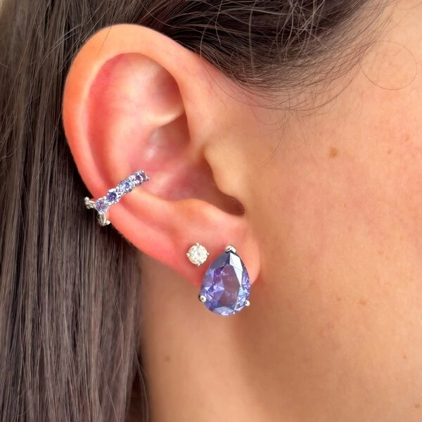 Piercing fake Sky zircônias tanzanita prata 925