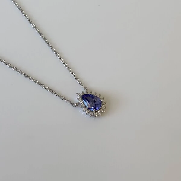 Colar Zoey gota zircônia tanzanita prata 925
