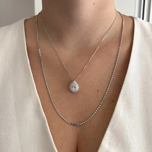 Colar gota Lauren zircônia branca ródio branco