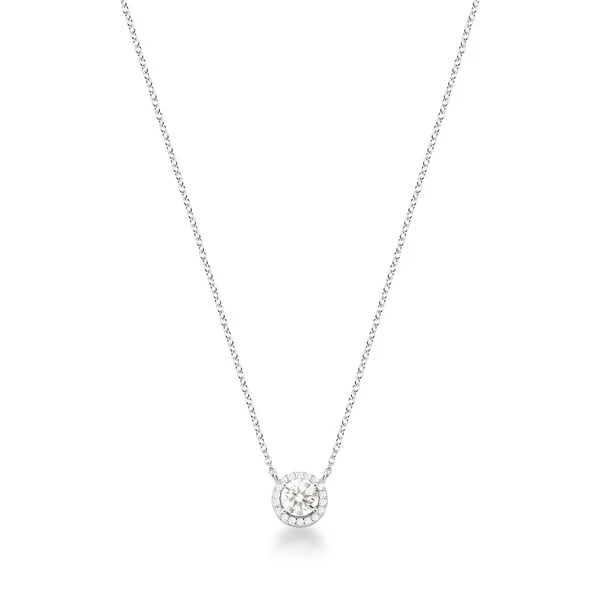 Colar solitário cravejado ponto de luz Moissanite 0.5ct prata 925 (5mm)
