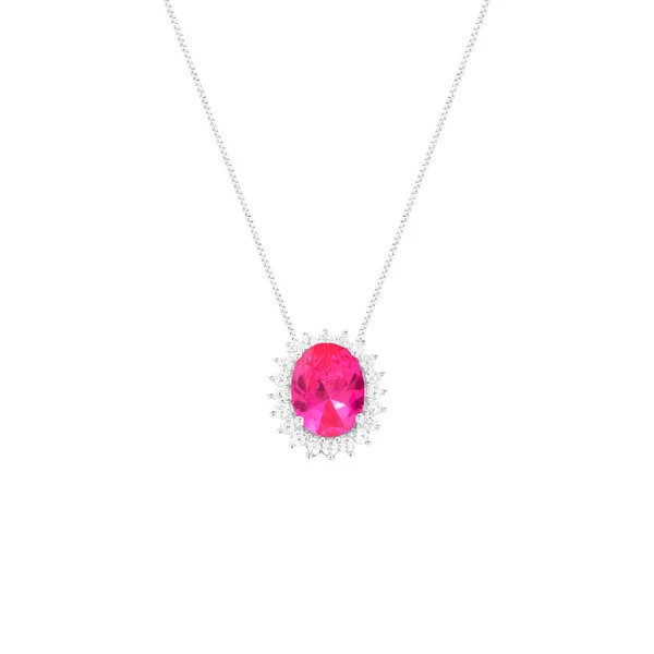 Colar mini Intense oval zircônia turmalina pink prata 925