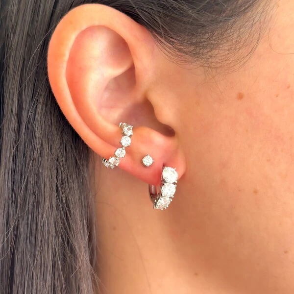 Brinco argola Moissanite 0.5ct prata 925