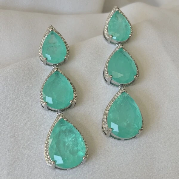 Brinco Malibu esmeralda colombiana fusion ródio branco