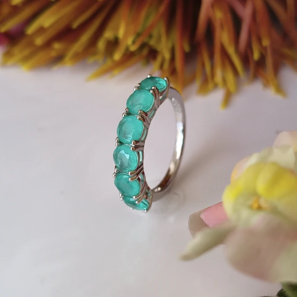 Anel Amélie esmeralda colombiana fusion prata 925