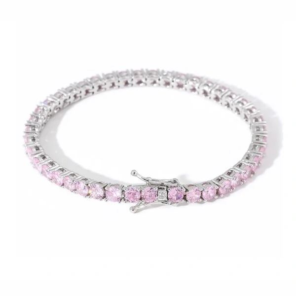 Pulseira classic riviera zircônias kunzita ródio branco (4mm)