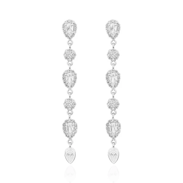 Brinco Dinah gotas zircônia branca ródio branco