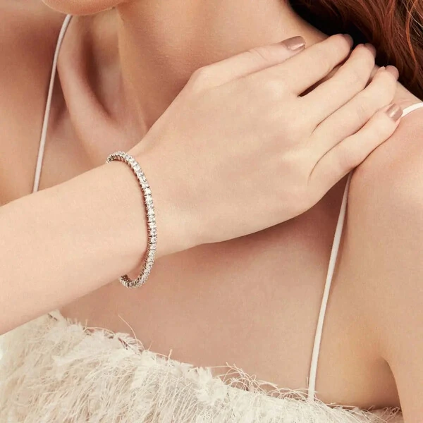 Pulseira riviera Edge classic zircônias brancas ródio branco