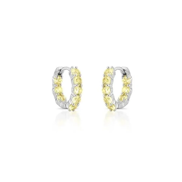 Brinco argola Nina zircônias fancy yellow ródio branco