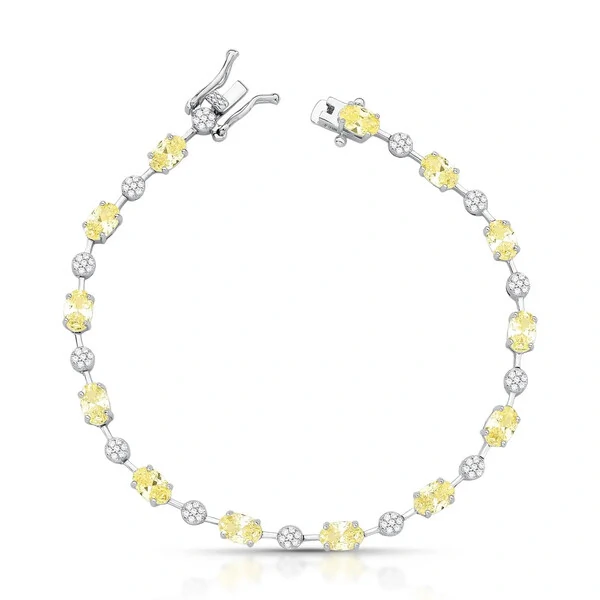 Pulseira riviera Anna zircônias fancy yellow ródio branco
