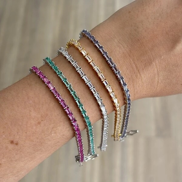 Pulseira riviera Bonnie zircônias brancas ouro