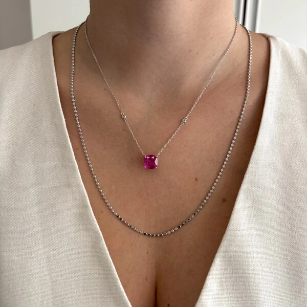 Colar Tess zircônia turmalina pink prata 925