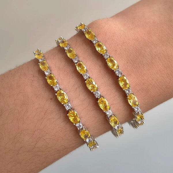 Pulseira riviera Lucy zircônias fancy yellow ródio branco