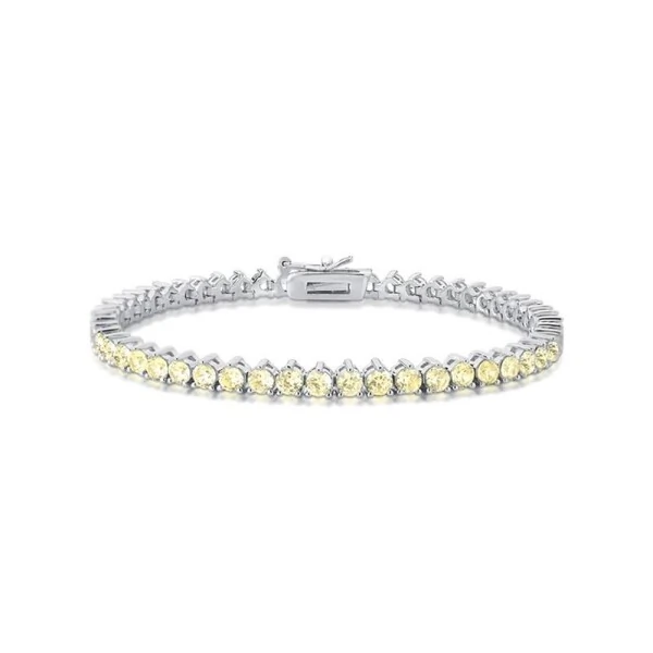 Pulseira classic riviera zircônias fancy yellow ródio branco