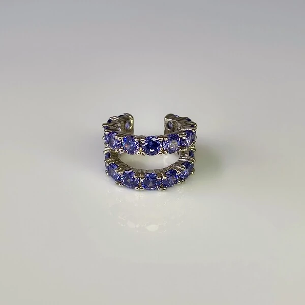 Piercing fake Wendy cravejado com zircônias tanzanita ródio branco