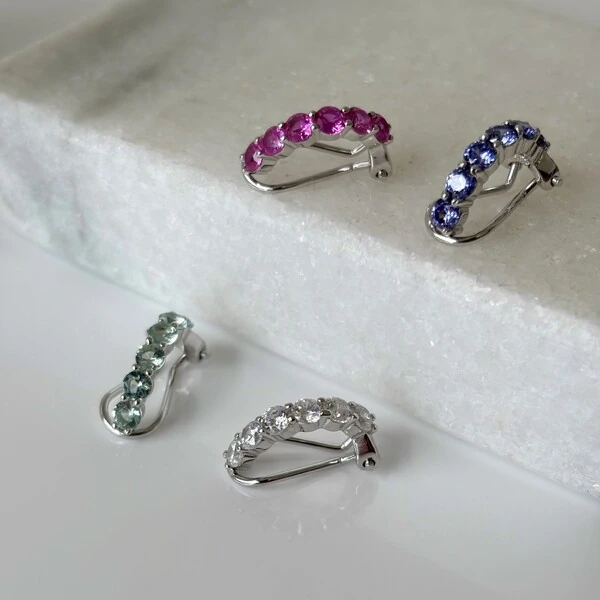 Piercing fake Sky zircônias água marinha prata 925