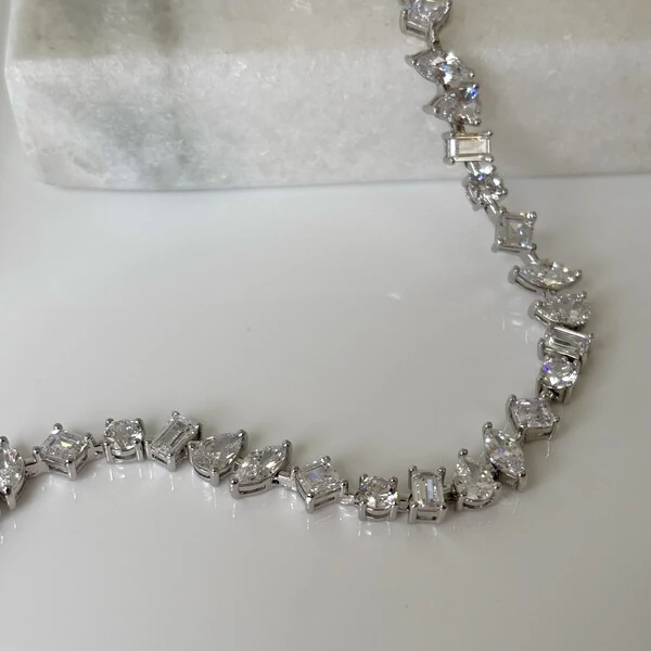 Pulseira riviera Parker zircônias brancas ródio branco