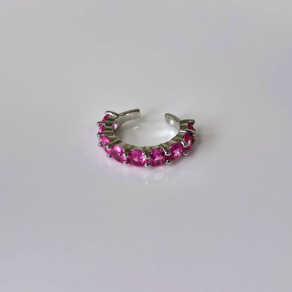 Piercing fake Sandy zircônias turmalina pink ródio branco