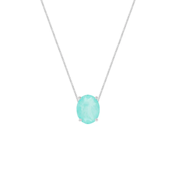 Colar oval Sasha esmeralda colombiana fusion ródio branco