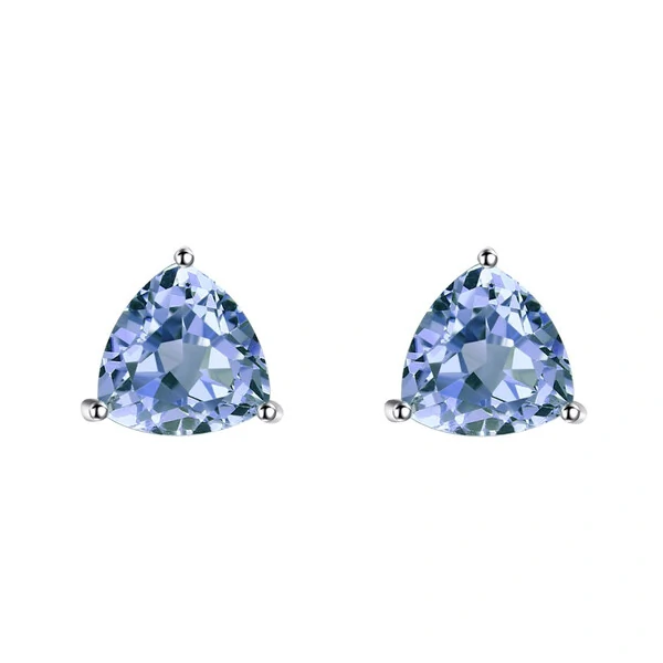 Brinco trillion zircônia tanzanita prata 925 (8mm)