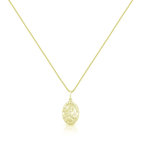 Colar medalha São Judas Tadeu prata 925 banho ouro