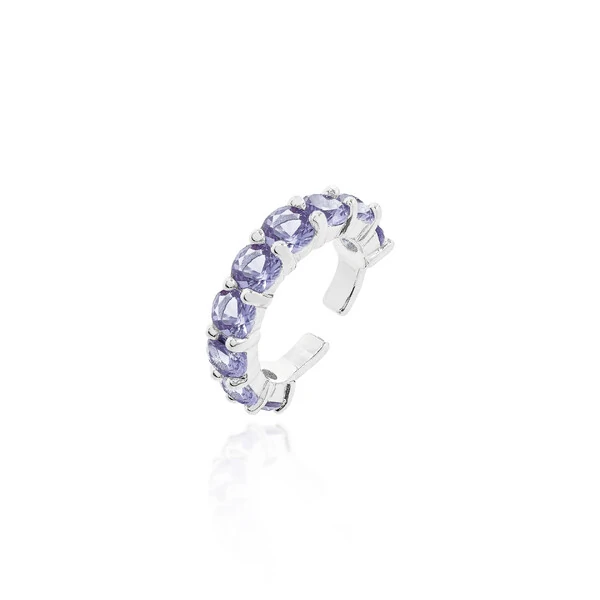 Piercing fake Sandy zircônias tanzanita ródio branco
