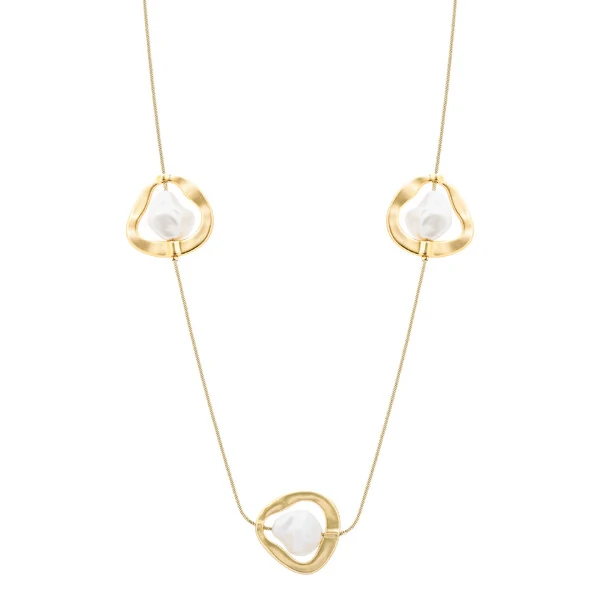 Colar longo Emily orgânico pérolas ouro