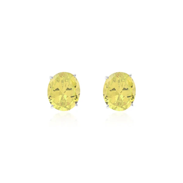 Brinco oval zircônia fancy yellow prata 925