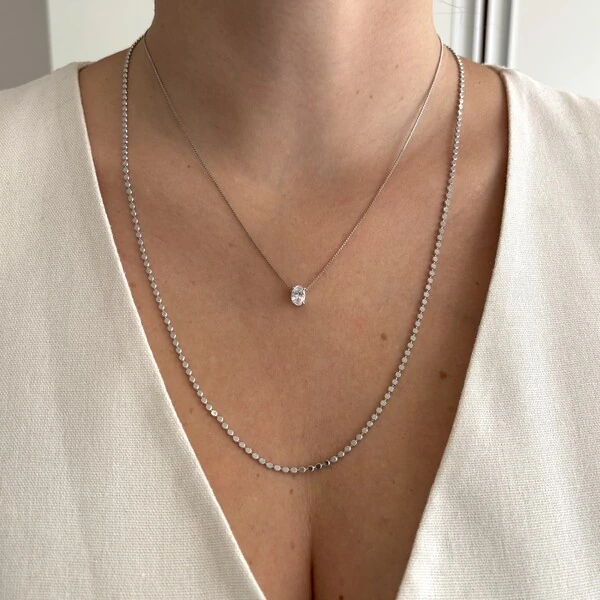 Colar Margot oval zircônia branca prata 925