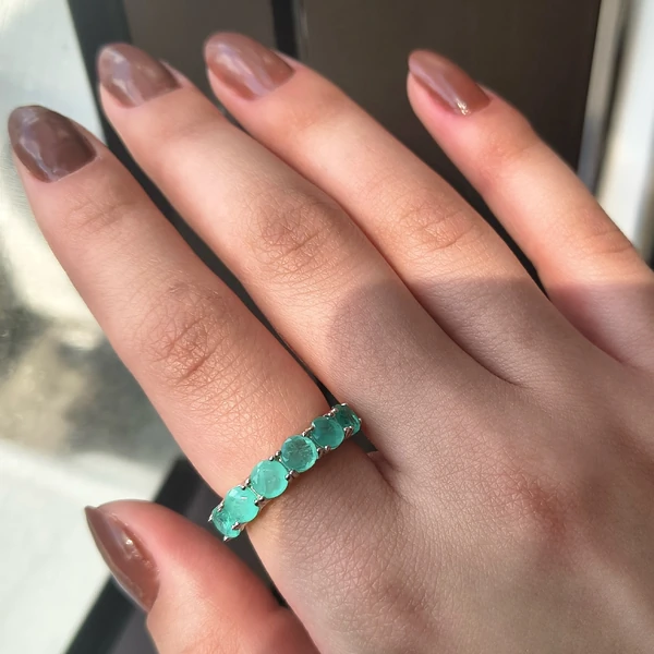 Anel Amélie esmeralda colombiana fusion prata 925