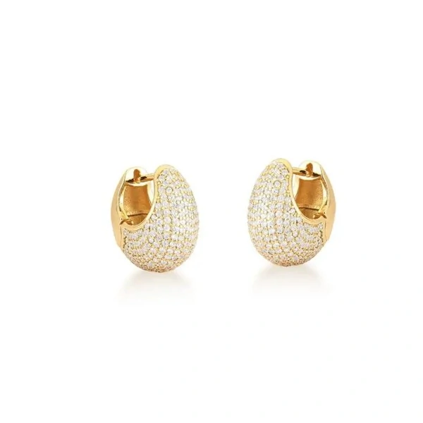 Brinco Bold Pavê zircônias brancas ouro
