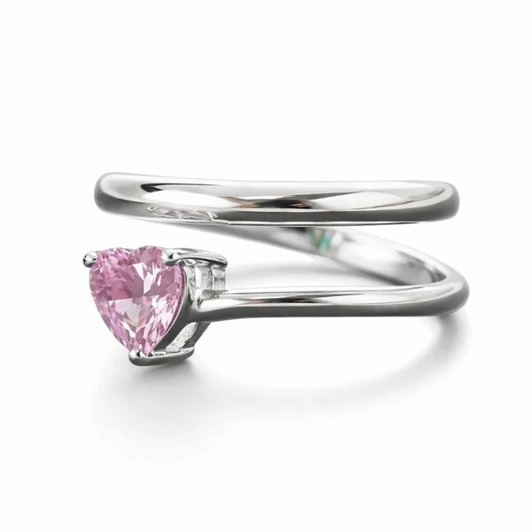 Anel duplo coração kunzita prata 925