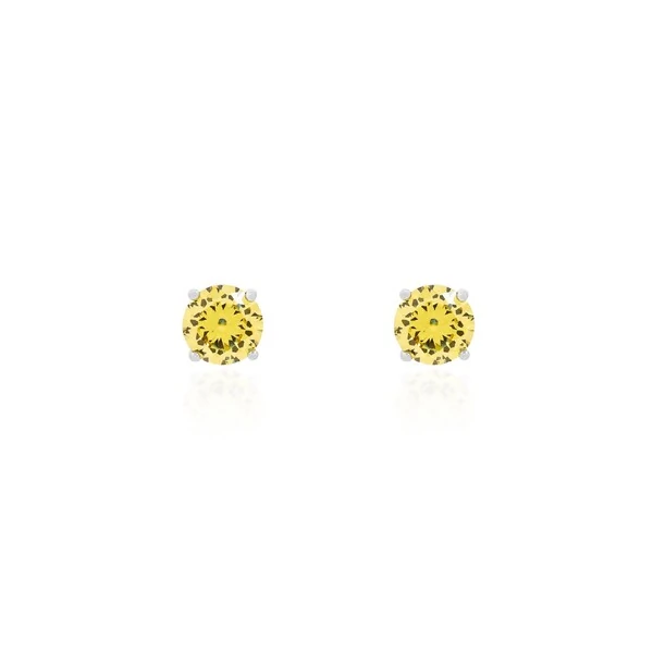 Brinco redondo zircônia fancy yellow ródio branco (6mm)