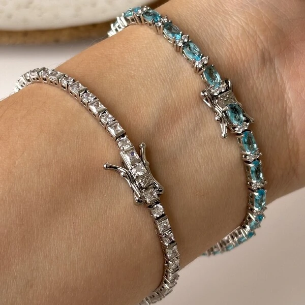 Pulseira riviera Carina zircônias brancas ródio branco