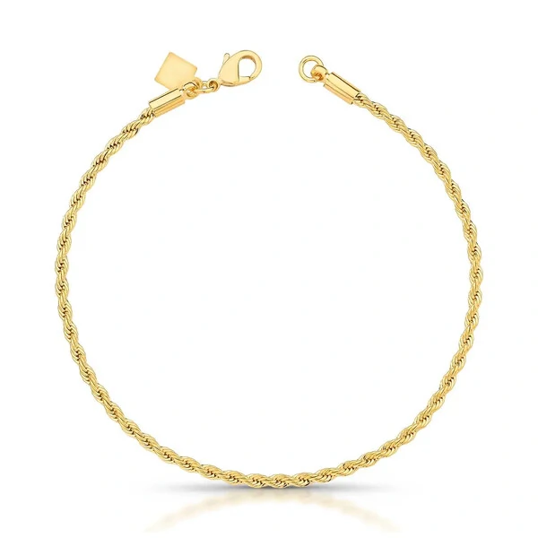 Pulseira malha entrelaçada cordão baiano ouro (2mm)